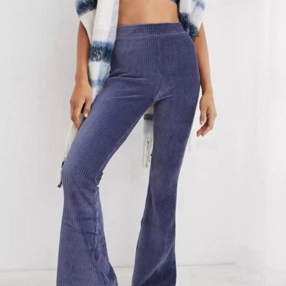 aerie Blue Velour Flare Pants size XL